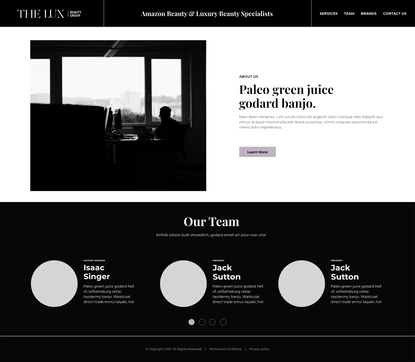 The Lux Beauty Group About Page Design