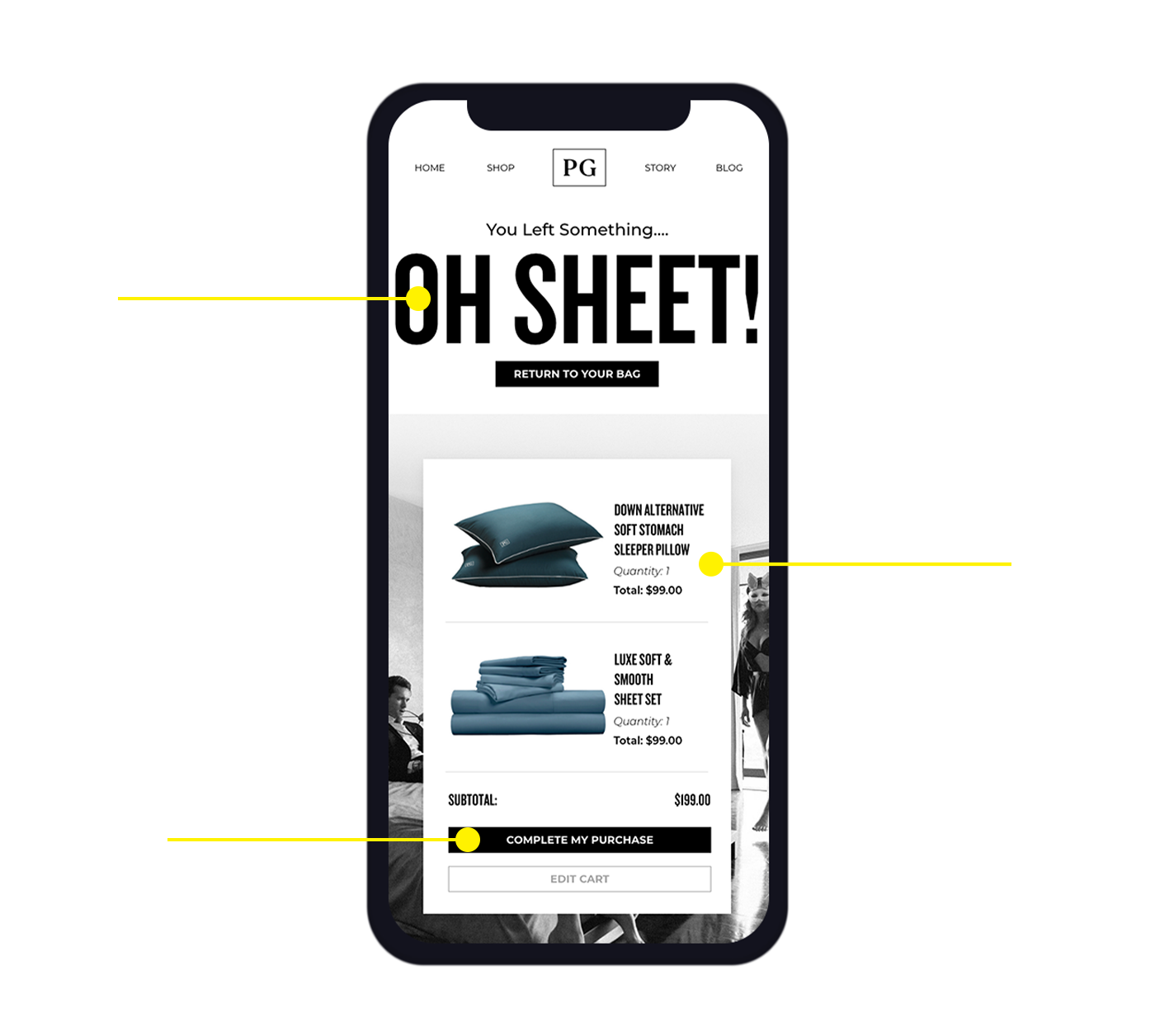 Pillow Guy Abandon Cart Email Design